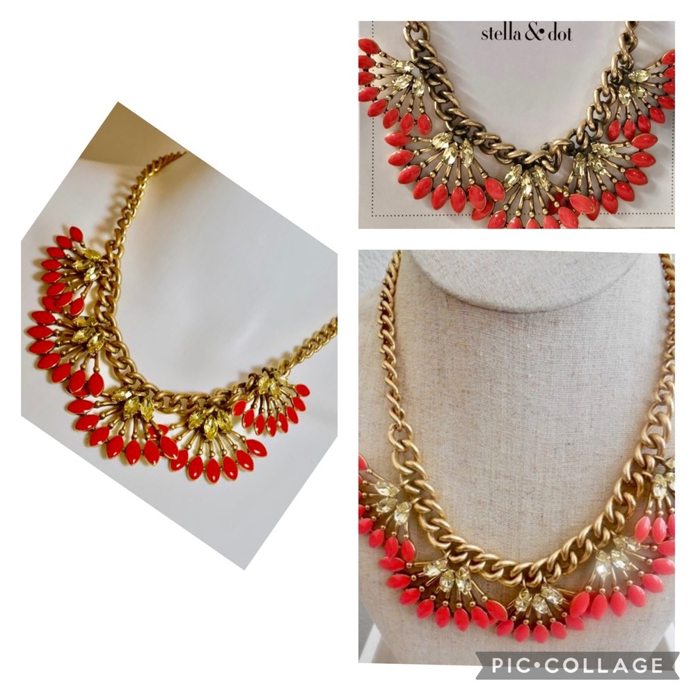 Stella & Dot Coral Look Necklace Authentic